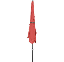 Geschlossener Sonnenschirm mit schwarzem Gestell