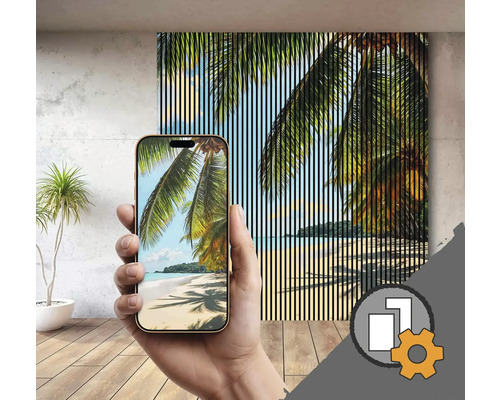 Dekoratives Wandbild mit Strandmotiv, aufgenommen mit einem Smartphone