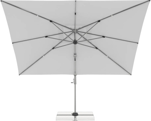 Quadratischer Sonnenschirm mit Mittelstock und Fuss