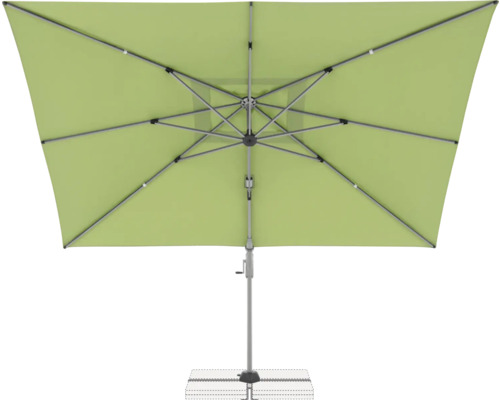 Grüner rechteckiger Sonnenschirm mit Ständer