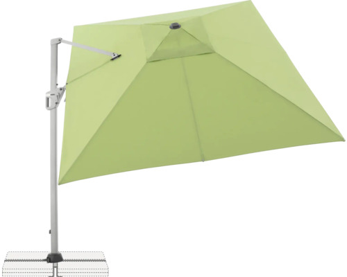 Freiarm-Sonnenschirm mit quadratischer Bespannung und Standfuß