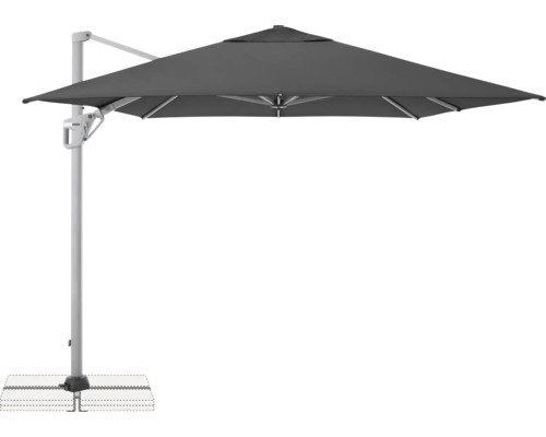 Freischirm für den Aussenbereich mit quadratischer Bespannung und stabilem Fuss