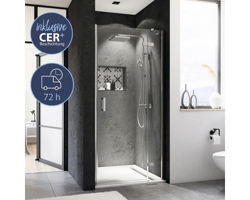 Duschkabine mit Duschkopf und Handbrause in modernem Badezimmer