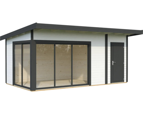 Modernes Gartenhaus mit Schiebetür und Seitentür