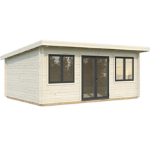 Holzgartenhaus mit Fenstern und Doppeltür