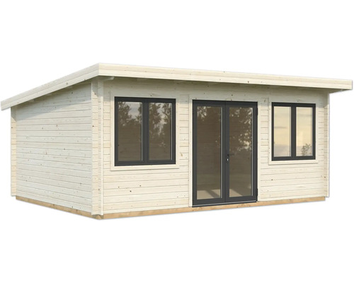 Holzgartenhaus mit Fenstern und Doppeltür