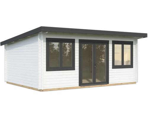 Holzgartenhaus mit Fenstern und Doppeltür
