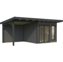 Holzgartenhaus mit Doppeltür und überdachter Terrasse