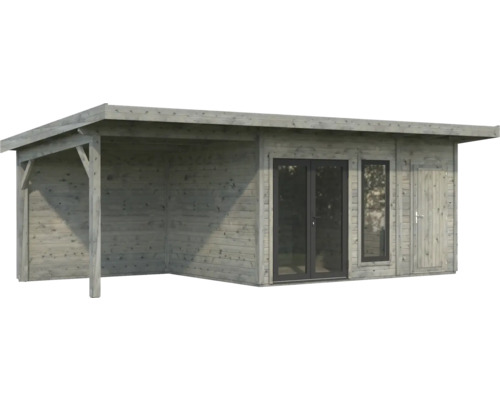 Holzgartenhaus mit Vordach, Doppeltür und Einzeltür