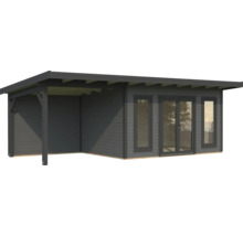 Gartenhaus mit überdachter Terrasse und Glasfront