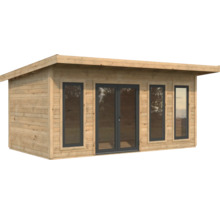 Holzgartenhaus mit Fenstern und Doppeltür