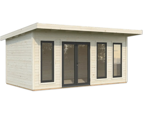 Holzgartenhaus mit Fenstern und Doppeltür