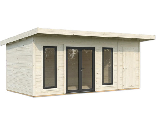 Holzgartenhaus mit Fenstern und Doppeltür