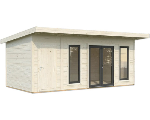 Holzgartenhaus mit Tür und Fenstern