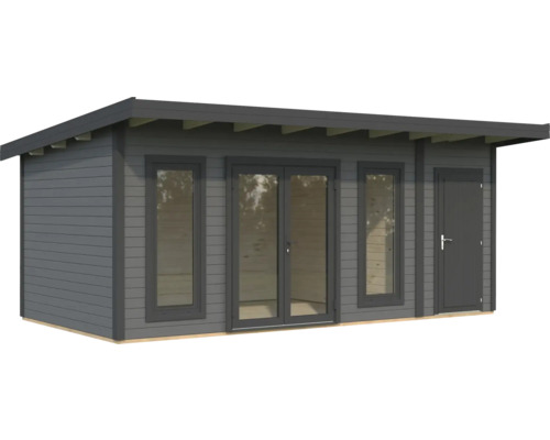 Modernes Gartenhaus mit Flachdach, Fenster und Tür