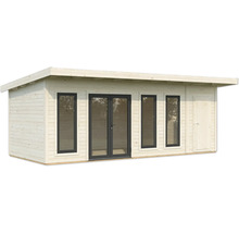 Holzgartenhaus mit Fenstern und Doppeltür