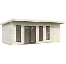 Holzgartenhaus mit Fenstern und Doppeltür