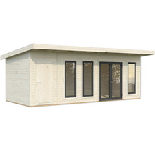 Holzgartenhaus mit Tür und Fenstern