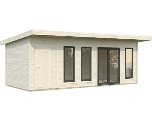 Holzgartenhaus mit Tür und Fenstern