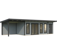 Gartenhaus mit überdachter Veranda, Fenstern und Tür