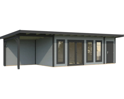 Gartenhaus mit überdachter Veranda, Fenstern und Tür