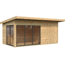 Holzgartenhaus mit Schiebetür und Seitentür