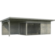 Holzgartenhaus mit Schiebetür und Vordach