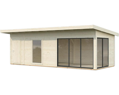 Holzgartenhaus mit Tür und Fenstern