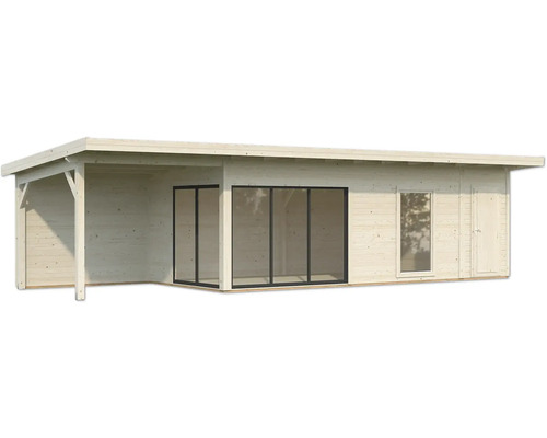 Holzgartenhaus mit Überdachung, Fenster und Tür