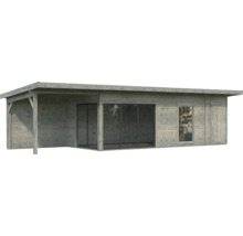 Gartenhaus aus Holz mit Überdachung, Fenster und Tür