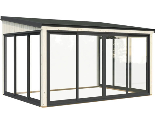 Modernes Gartenhaus mit Schiebetüren und Flachdach