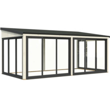 Modernes Gartenhaus mit Schiebetüren und Flachdach