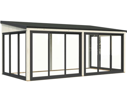 Modernes Gartenhaus mit Schiebetüren und Flachdach