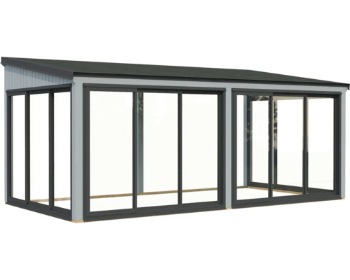 Veranda mit Schiebetüren und Flachdach