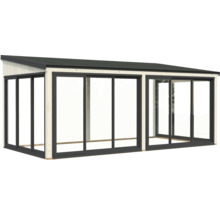 Geräumiger Pavillon mit großen Fensterflächen für den Garten