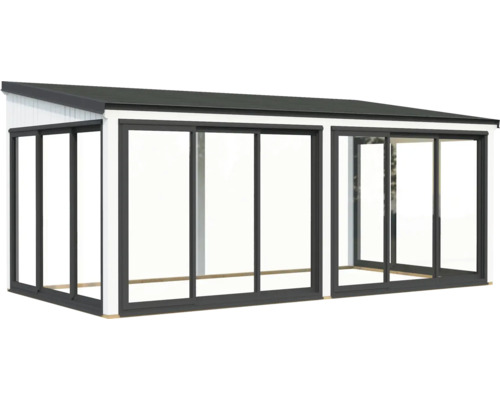 Modernes Gartenhaus mit Schiebetüren und Flachdach