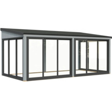 Moderne Terrassenüberdachung mit Schiebetüren