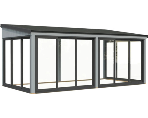 Moderne Terrassenüberdachung mit Schiebetüren