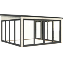 Gartenhaus mit Schiebetüren und Holzrahmen