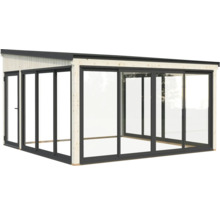 Gartenhaus mit Schiebetüren und Holzrahmen