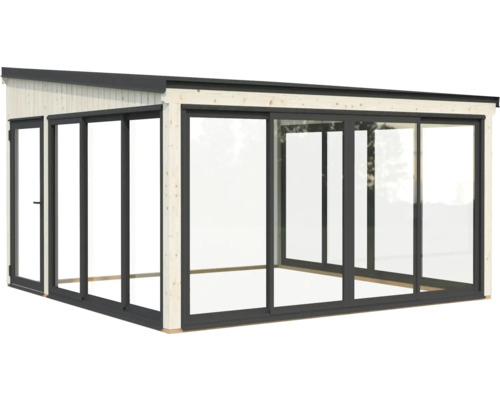 Gartenhaus mit Schiebetüren und Holzrahmen