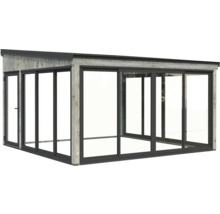 Holz Gartenhaus mit Schiebetüren aus Glas