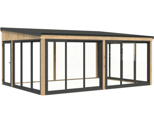 Freistehender Pavillon mit Schiebetüren und Flachdach