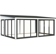 Pergola mit Schiebetüren aus Glas