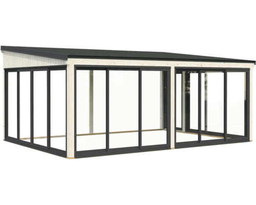 Freistehender Holzpavillon mit Schiebetüren