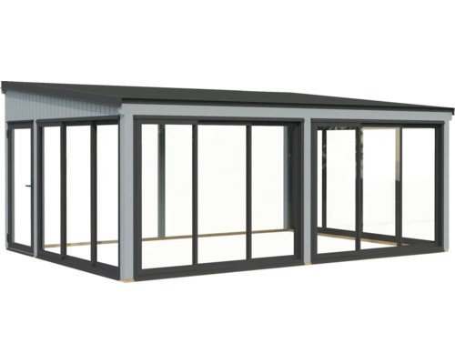 Freistehendes Glashaus mit Schiebetüren für den Garten