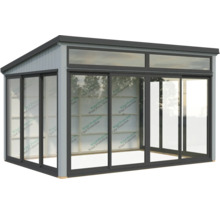 Gartenhaus mit Schiebetüren und Oberlichtern für den Außenbereich