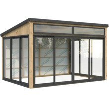 Gartenhaus mit Schiebetüren und Oberlichtern