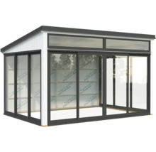 Gartenhaus mit Schiebetüren und Fensterfront