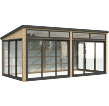 Gartenhaus mit Schiebetüren und Oberlichtern